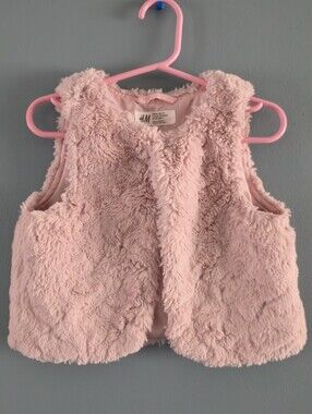 H&M Pink Faux Fur Kids Vest 2-3y